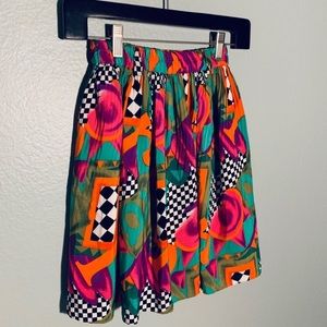 Vintage 90s Graphic Colorblock Skater Skirt